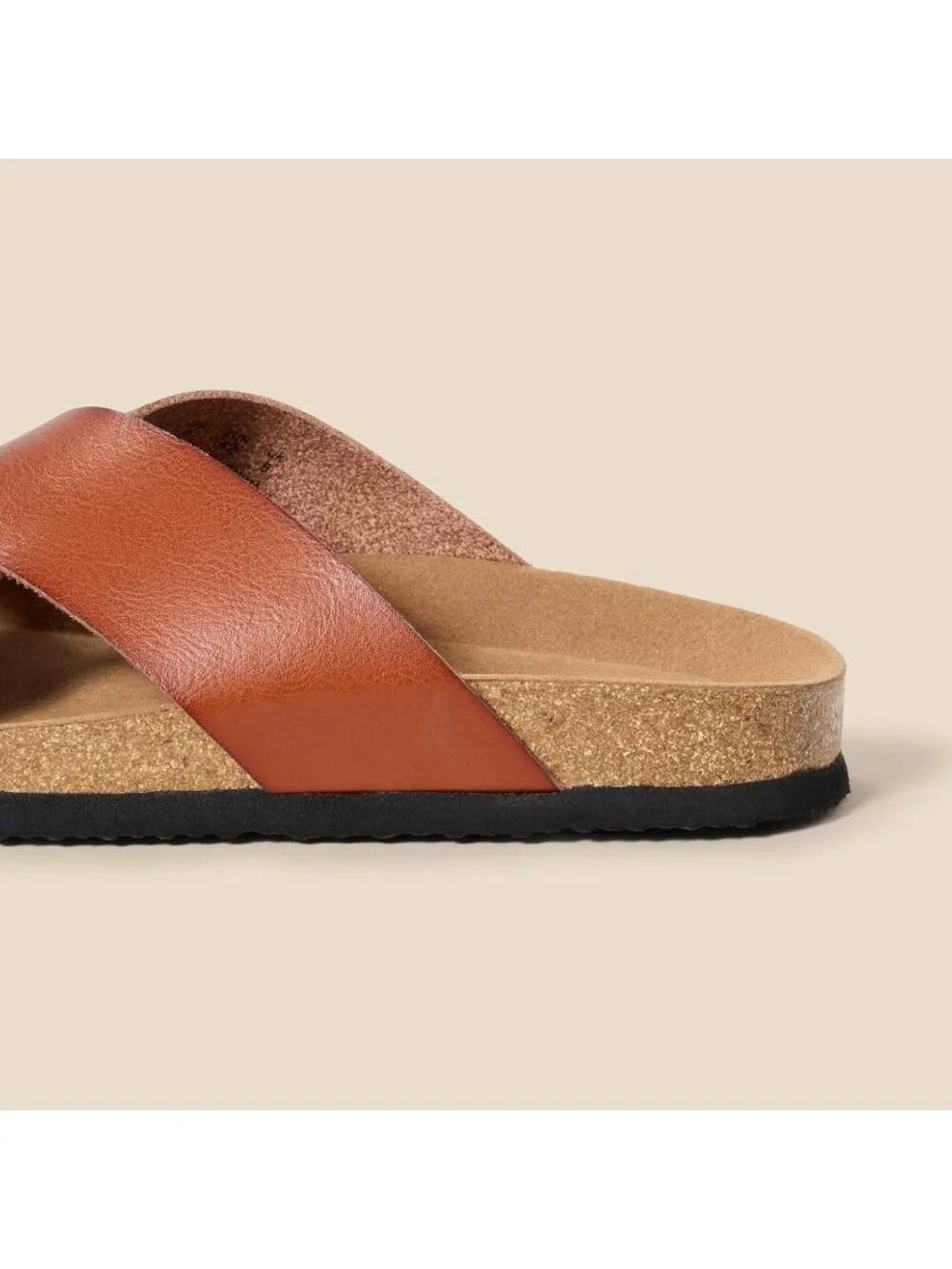 Men's Tan Faux Leather Imported Crossover Sandals Casual